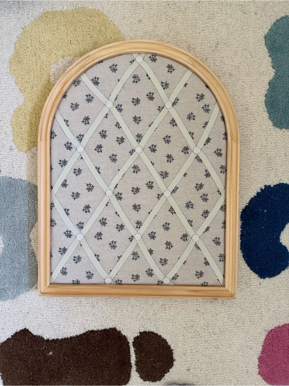 Arched 14”x18” Photo & Memory Collage Board w/ Patterned Fabric Hearth & Hand